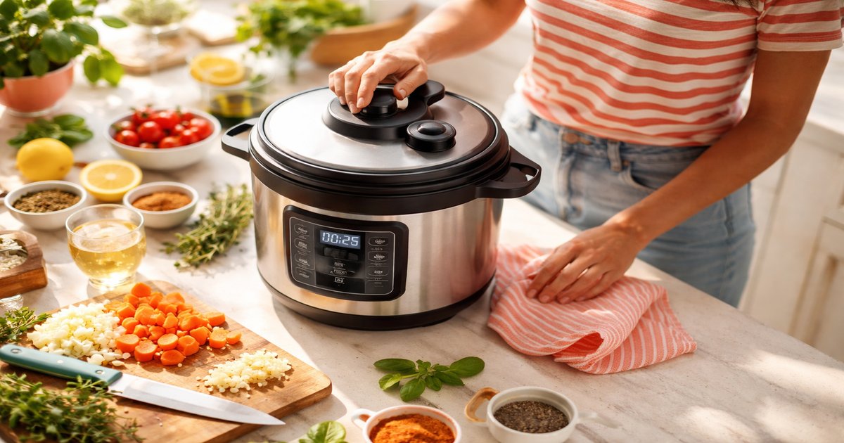 pressure cooker in use