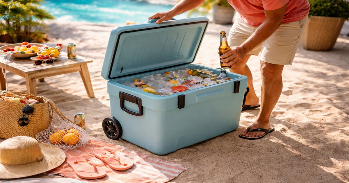 rtic wheeled cooler in use