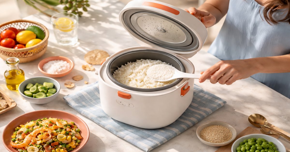 rice cooker in use